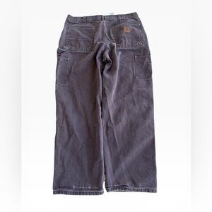 Faded Carhartt Dark Brown Double Knee Carpenter Pants Baggy Dungaree Fit 35W